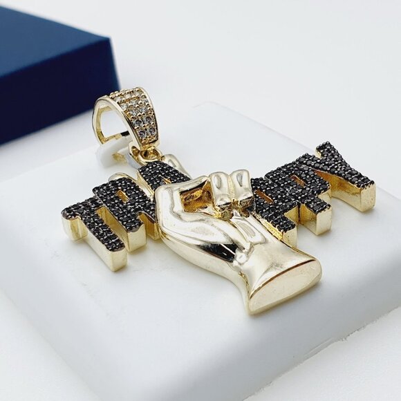 14K Gold Plated Cubic Zircon Pendant, INUS1BR258 - Picture 8 of 8